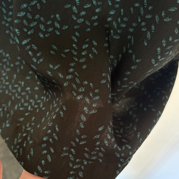 Prologue Dark Chocolate Blouse with Green Leaf Print. - Picture 7 of 12